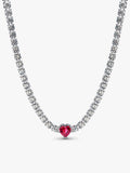 RED HEART TENNIS NECKLACE