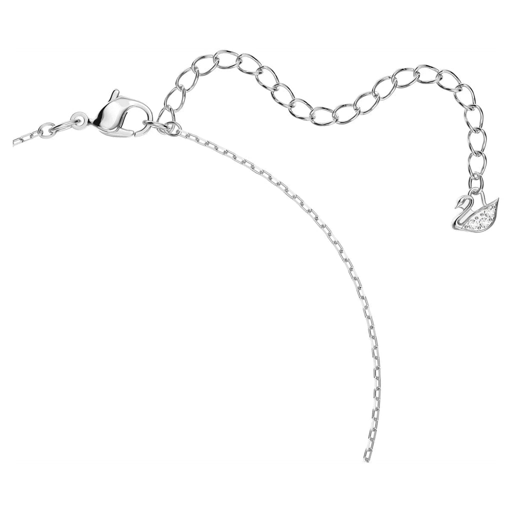 Silver swan necklace clasp and adjustable chain close-up with swan charm detail